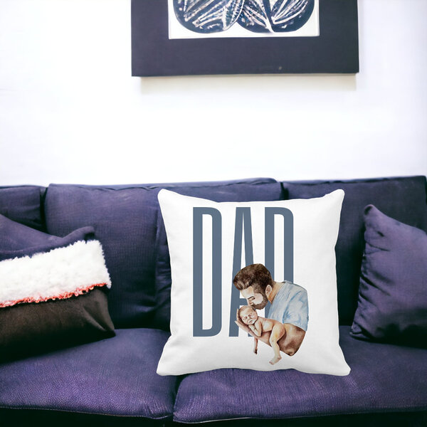 Perna Decorativa, Dad's Love, 40x40 cm, Alba, Mata, Husa Detasabila, Burduf 14 Dad's Love