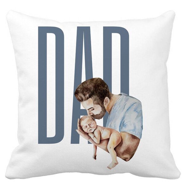 Perna Decorativa, Dad's Love, 40x40 cm, Alba, Mata, Husa Detasabila, Burduf 13 Perna Decorativa