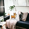 Perna Decorativa Doggie, 40x40 cm, Alba, Mata, Husa Detasabila, Burduf 23 40x40 cm