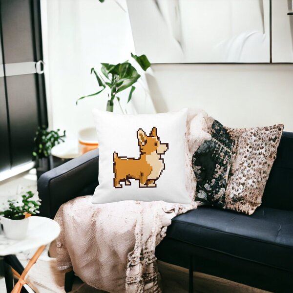 Perna Decorativa Doggie, 40x40 cm, Alba, Mata, Husa Detasabila, Burduf 16 40x40 cm