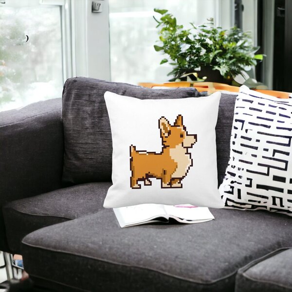 Perna Decorativa Doggie, 40x40 cm, Alba, Mata, Husa Detasabila, Burduf 17 Alba