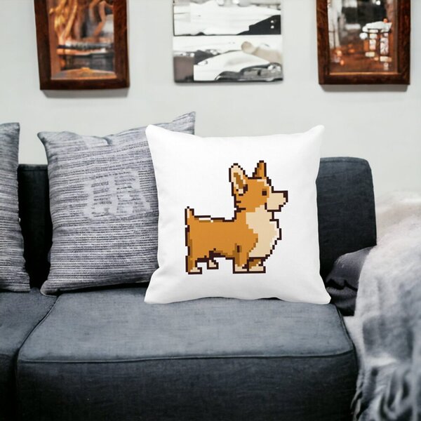 Perna Decorativa Doggie, 40x40 cm, Alba, Mata, Husa Detasabila, Burduf 18 Mata