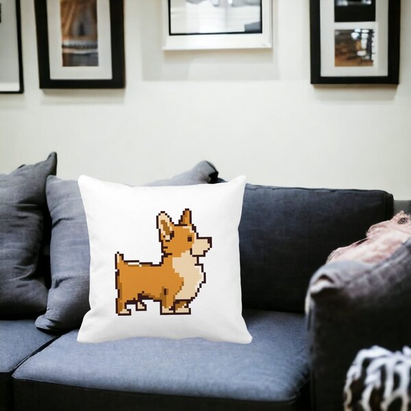 Perna Decorativa Doggie, 40x40 cm, Alba, Mata, Husa Detasabila, Burduf 19 Husa Detasabila