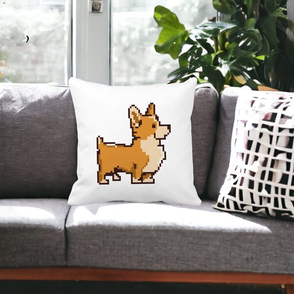 Perna Decorativa Doggie, 40x40 cm, Alba, Mata, Husa Detasabila, Burduf 20 Burduf