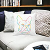 Perna Decorativa, Doggo MultiColor, 40x40 cm, Alba, Mata, Husa Detasabila, Burduf 20 Doggo MultiColor