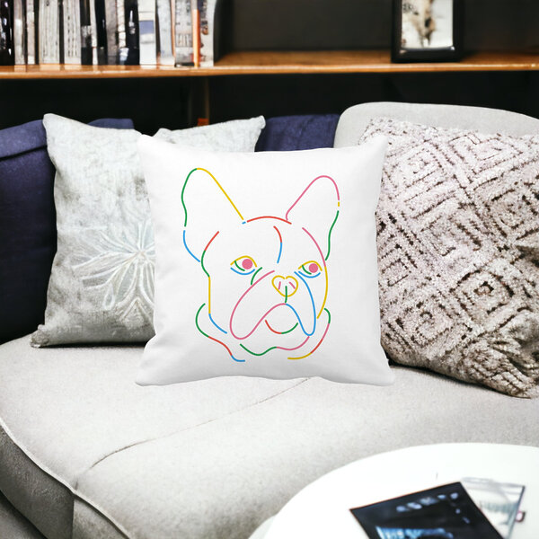 Perna Decorativa, Doggo MultiColor, 40x40 cm, Alba, Mata, Husa Detasabila, Burduf 14 Doggo MultiColor