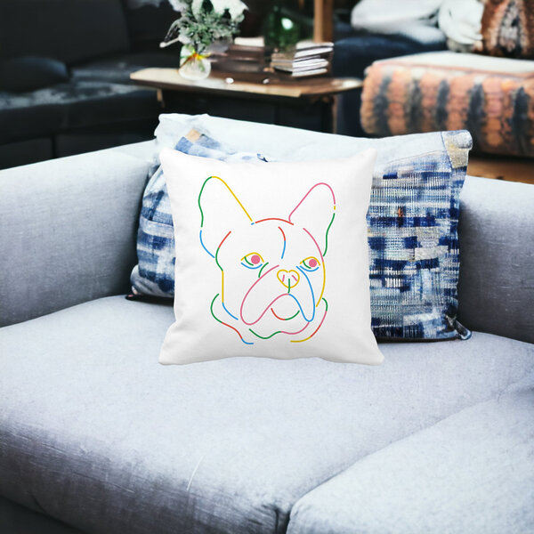 Perna Decorativa, Doggo MultiColor, 40x40 cm, Alba, Mata, Husa Detasabila, Burduf 15 40x40 cm
