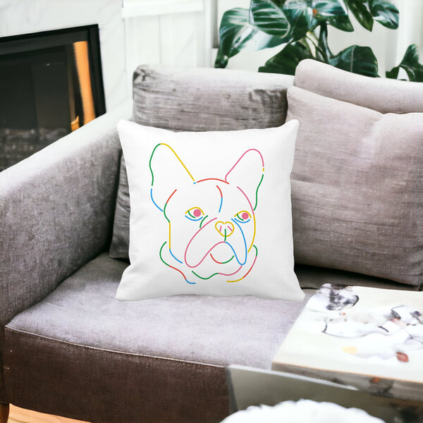 Perna Decorativa, Doggo MultiColor, 40x40 cm, Alba, Mata, Husa Detasabila, Burduf 16 Alba