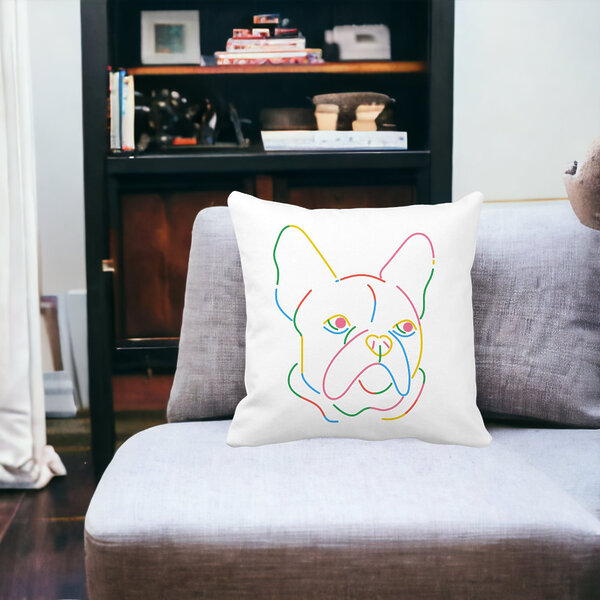 Perna Decorativa, Doggo MultiColor, 40x40 cm, Alba, Mata, Husa Detasabila, Burduf 17 Mata