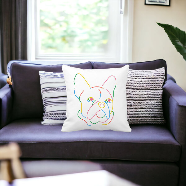 Perna Decorativa, Doggo MultiColor, 40x40 cm, Alba, Mata, Husa Detasabila, Burduf 18 Husa Detasabila