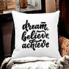 Perna Decorativa, Dream Believe Achieve, 40x40 cm, Alba, Mata, Husa Detasabila, Burduf 21 40x40 cm