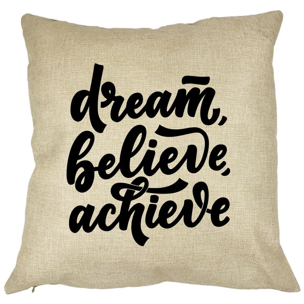 Perna Decorativa, Dream Believe Achieve, 40x40 cm, Husa Detasabila, Burduf 11 Perna Decorativa