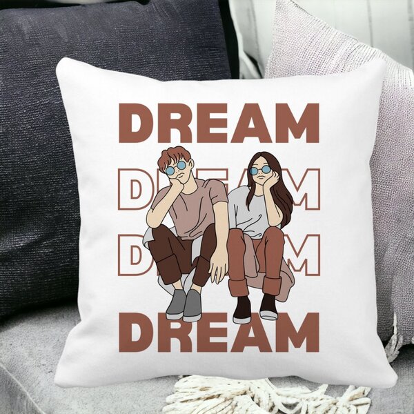 Perna Decorativa, Dream Friends, 40x40 cm, Alba, Mata, Husa Detasabila, Burduf 13 40x40 cm