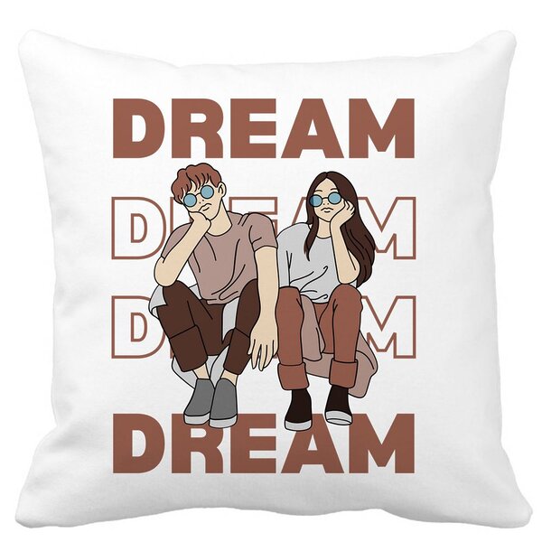 Perna Decorativa, Dream Friends, 40x40 cm, Alba, Mata, Husa Detasabila, Burduf 11 Perna Decorativa