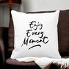 Perna Decorativa, Enjoy Every Moment, 40x40 cm, Alba, Mata, Husa Detasabila, Burduf 19 Alba