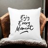Perna Decorativa, Enjoy Every Moment, 40x40 cm, Alba, Mata, Husa Detasabila, Burduf 20 Mata