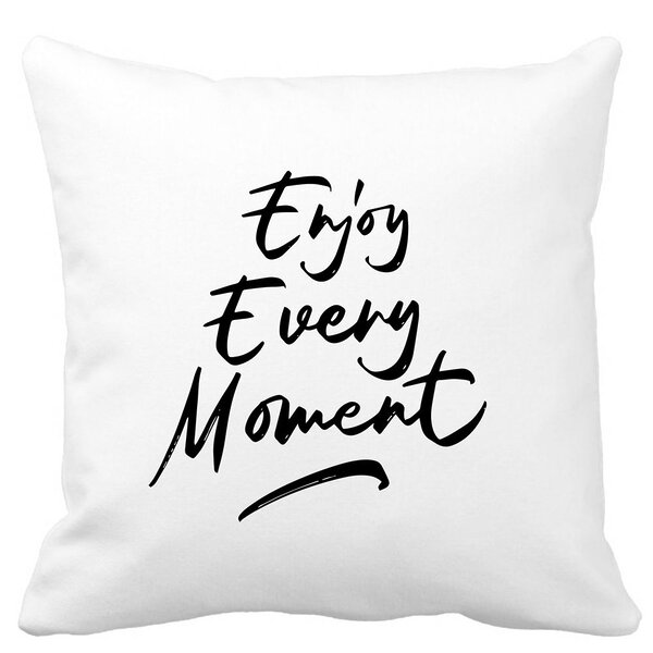 Perna Decorativa, Enjoy Every Moment, 40x40 cm, Alba, Mata, Husa Detasabila, Burduf 11 Perna Decorativa
