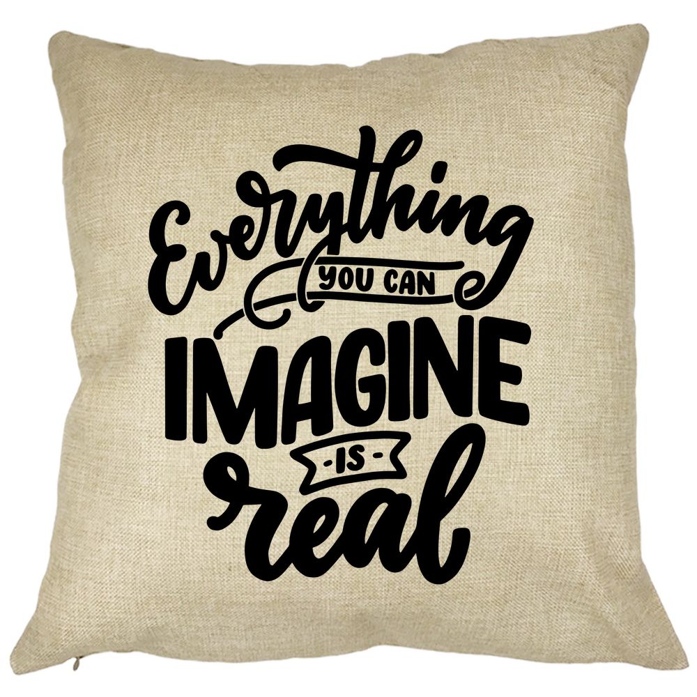 Perna Decorativa, Everything You can Imagine is Real, 40x40 cm, Husa Detasabila, Burduf 11 Perna Decorativa