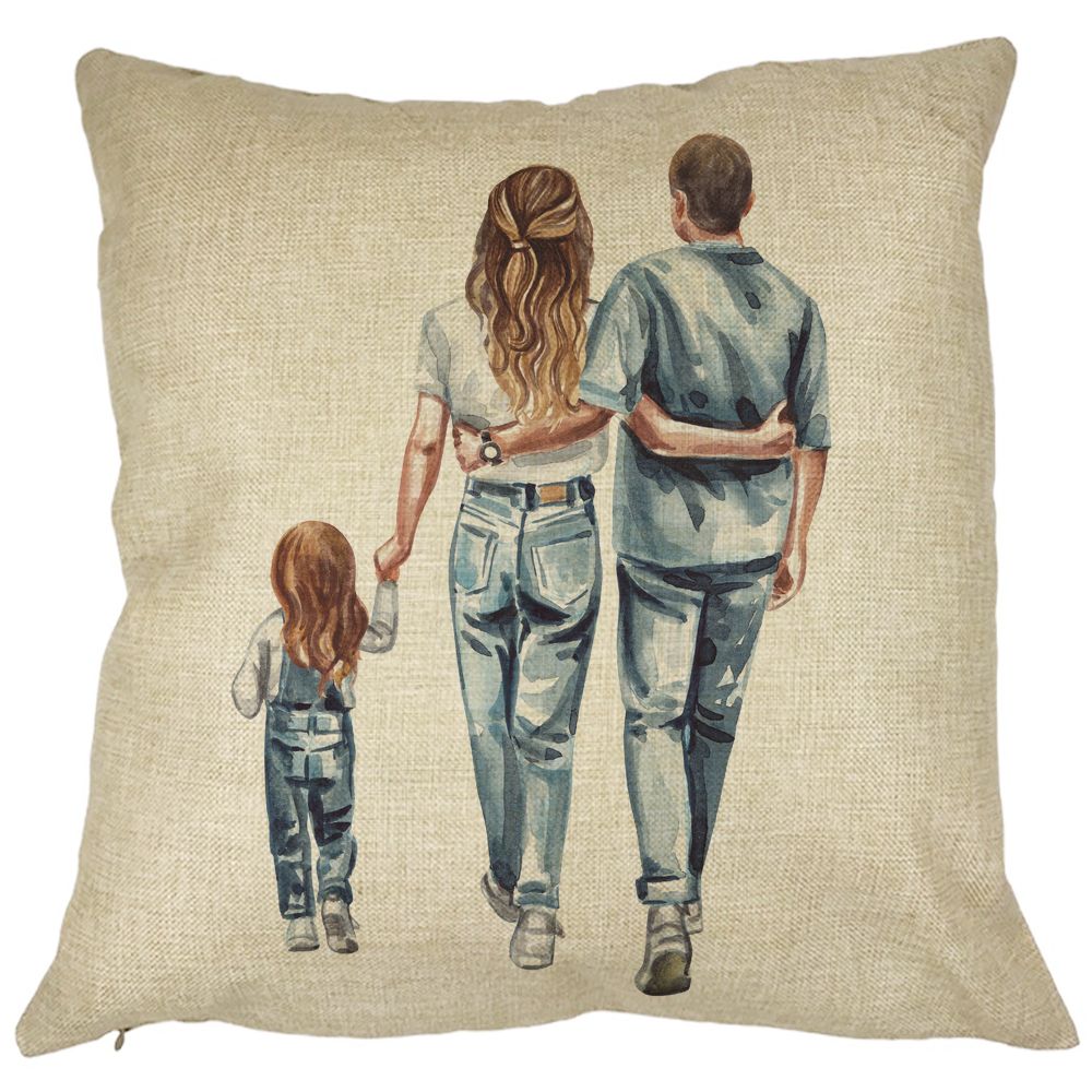 Perna Decorativa, Family in Blue, 40x40 cm, Husa Detasabila, Burduf 11 Perna Decorativa