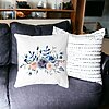 Perna Decorativa, Florale Albastre, 40x40 cm, Alba, Mata, Husa Detasabila, Burduf 24 Husa Detasabila