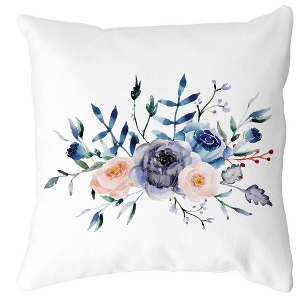 Perna Decorativa, Florale Albastre, 40x40 cm, Alba, Mata, Husa Detasabila, Burduf 13 Perna Decorativa
