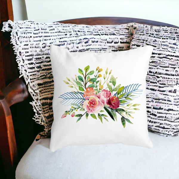 Perna Decorativa, Florale de vara, 40x40 cm, Alba, Mata, Husa Detasabila, Burduf 13 40x40 cm