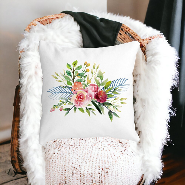 Perna Decorativa, Florale de vara, 40x40 cm, Alba, Mata, Husa Detasabila, Burduf 14 Alba