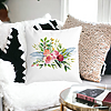 Perna Decorativa, Florale de vara, 40x40 cm, Alba, Mata, Husa Detasabila, Burduf 20 Mata