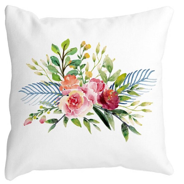 Perna Decorativa, Florale de vara, 40x40 cm, Alba, Mata, Husa Detasabila, Burduf 11 Perna Decorativa