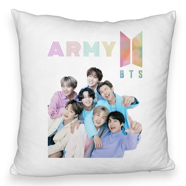 Perna Decorativa Fluffy BTS Army cu Semnaturi 2, 40x40 cm, Husa Detasabila, Burduf 3 Perna Decorativa Fluffy BTS Army cu Semnaturi 2