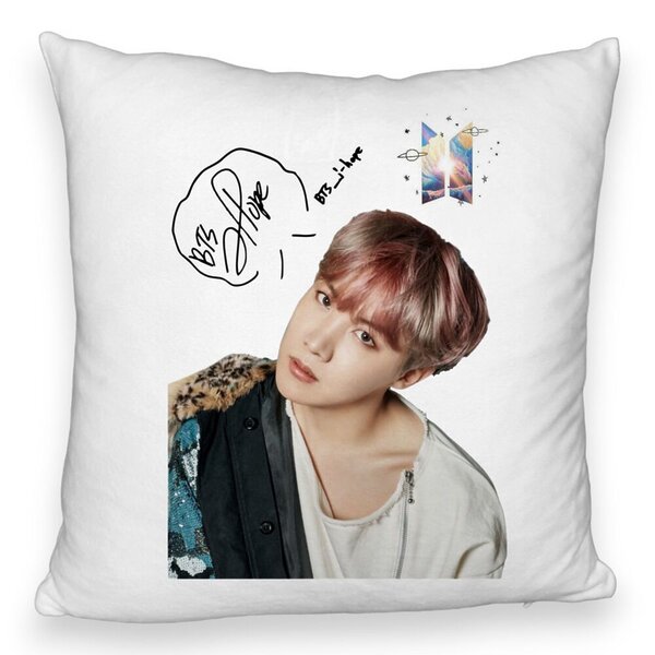 Perna Decorativa Fluffy BTS J-hope, 40x40 cm, Husa Detasabila, Burduf 3 Perna Decorativa Fluffy BTS J-hope