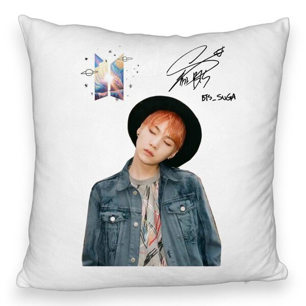 Perna Decorativa Fluffy BTS Suga 2, 40x40 cm, Husa Detasabila, Burduf 3 Perna Decorativa Fluffy BTS Suga 2