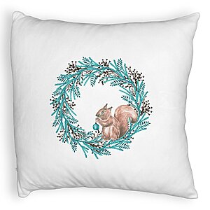 Perna Decorativa Fluffy Coronita de Craciun si Veverita