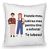Perna Decorativa Fluffy, Fratele meu 1, 40x40 cm, Alba, Husa Detasabila, Burduf 4 Perna Decorativa Fluffy