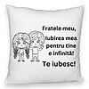 Perna Decorativa Fluffy, Fratele meu 2, 40x40 cm, Alba, Husa Detasabila, Burduf 4 Perna Decorativa Fluffy