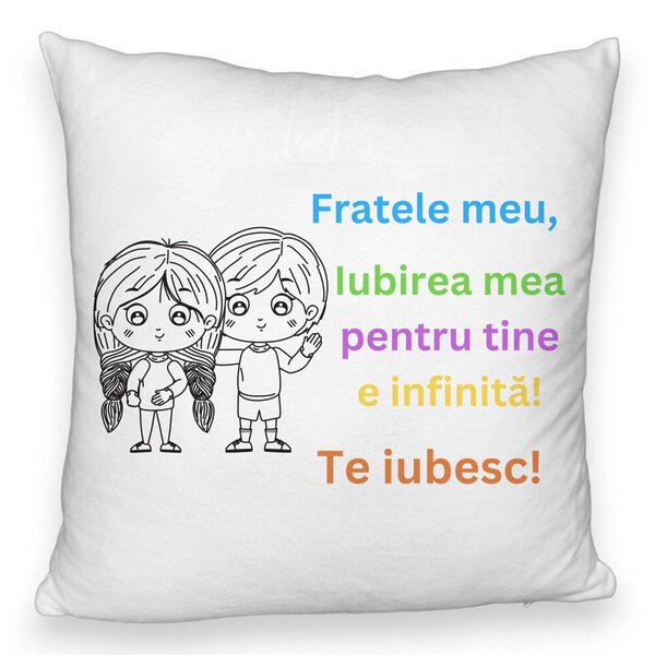 Perna Decorativa Fluffy, Fratele meu 3, 40x40 cm, Alba, Husa Detasabila, Burduf 3 Perna Decorativa Fluffy