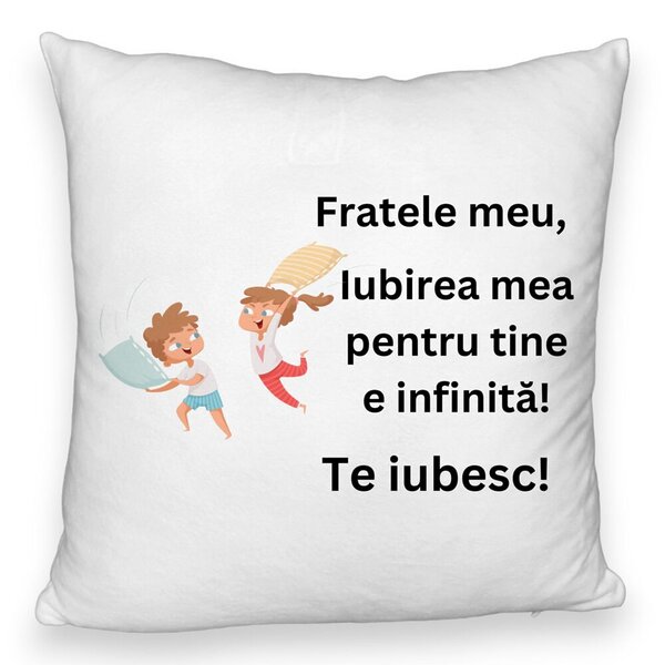 Perna Decorativa Fluffy, Fratele meu 6, 40x40 cm, Alba, Husa Detasabila, Burduf 3 Perna Decorativa Fluffy