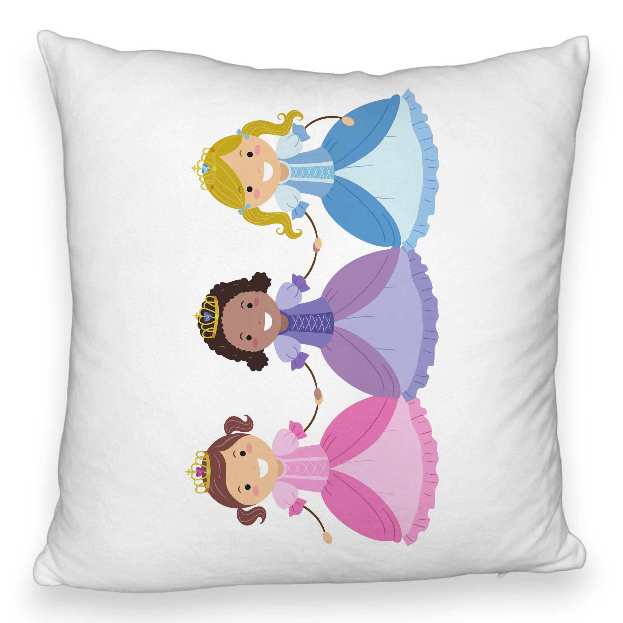 Perna Decorativa Fluffy, Model 3 Printese, 40x40 cm, Alba, Husa Detasabila, Burduf 6 Model 3 Printese