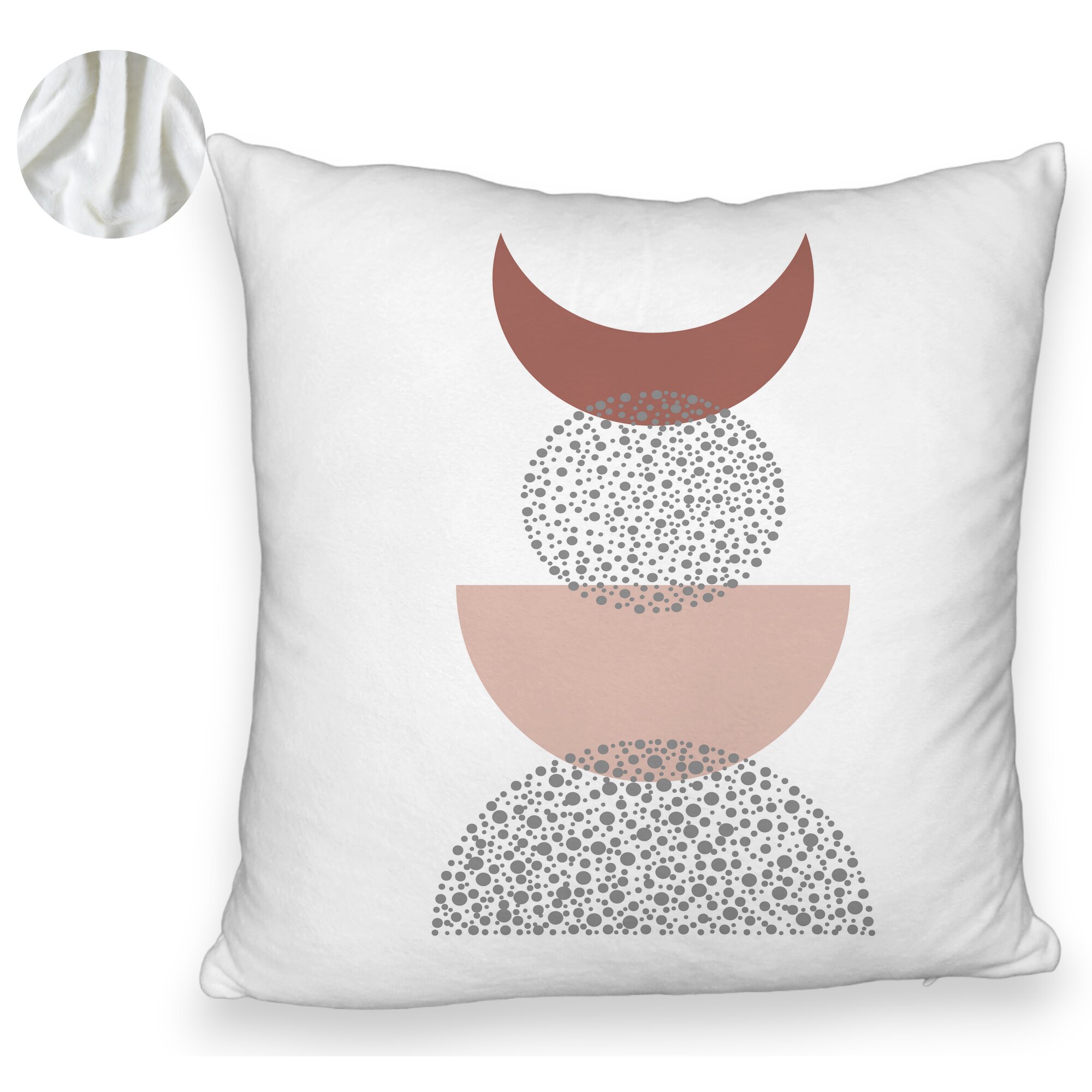 Perna Decorativa Fluffy, Model Abstract Creativ 10, 40x40 cm, Alba, Husa Detasabila, Burduf 6 Model Abstract Creativ 10