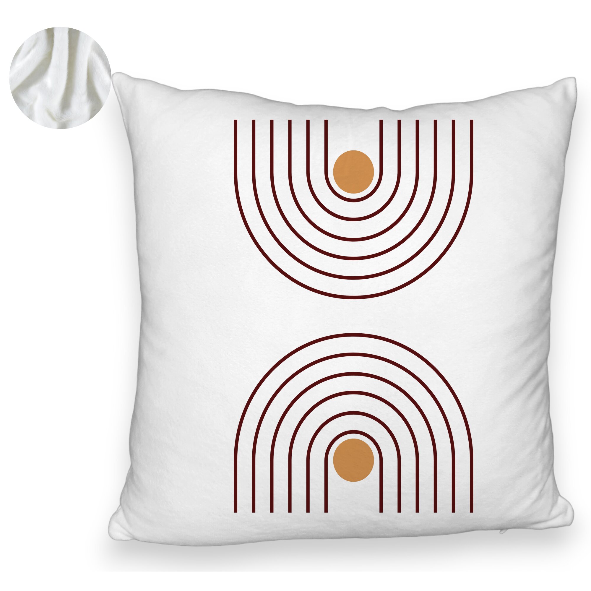 Perna Decorativa Fluffy, Model Abstract Lines, 40x40 cm, Alba, Husa Detasabila, Burduf 6 Model Abstract Lines