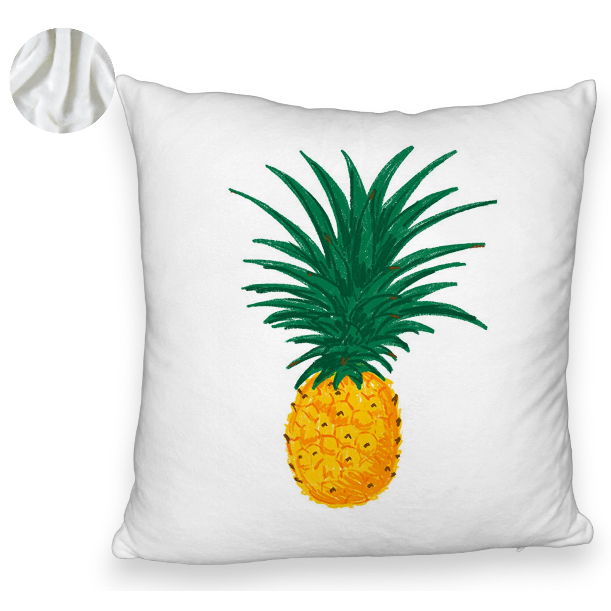 Perna Decorativa Fluffy, Model Ananas, 40x40 cm, Alba, Husa Detasabila, Burduf 5 Perna Decorativa Fluffy