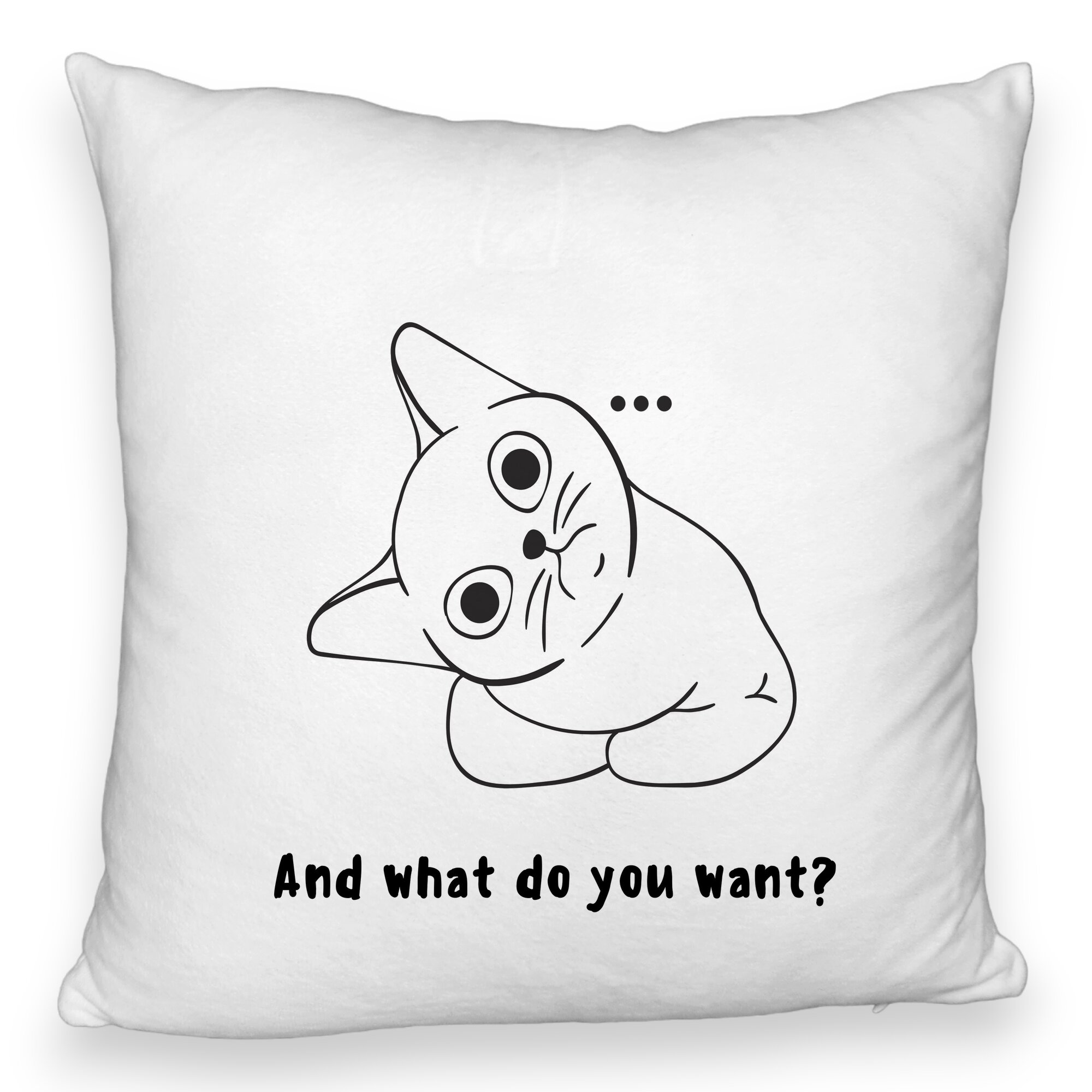 Perna Decorativa Fluffy, Model And what do you want?, 40x40 cm, Alba, Husa Detasabila, Burduf 5 Perna Decorativa Fluffy