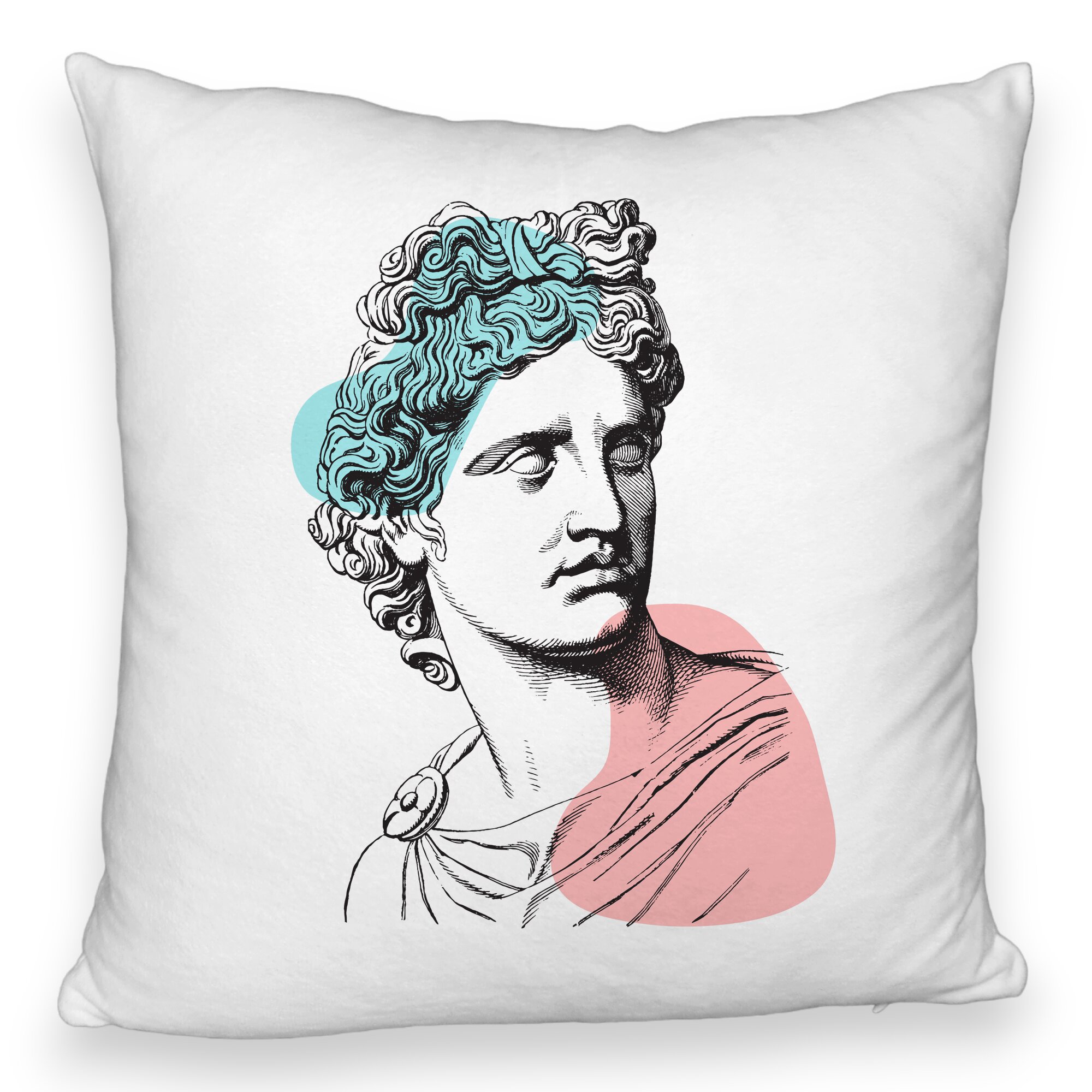 Perna Decorativa Fluffy, Model Apollo Belvedere, 40x40 cm, Alba, Husa Detasabila, Burduf 6 Model Apollo Belvedere