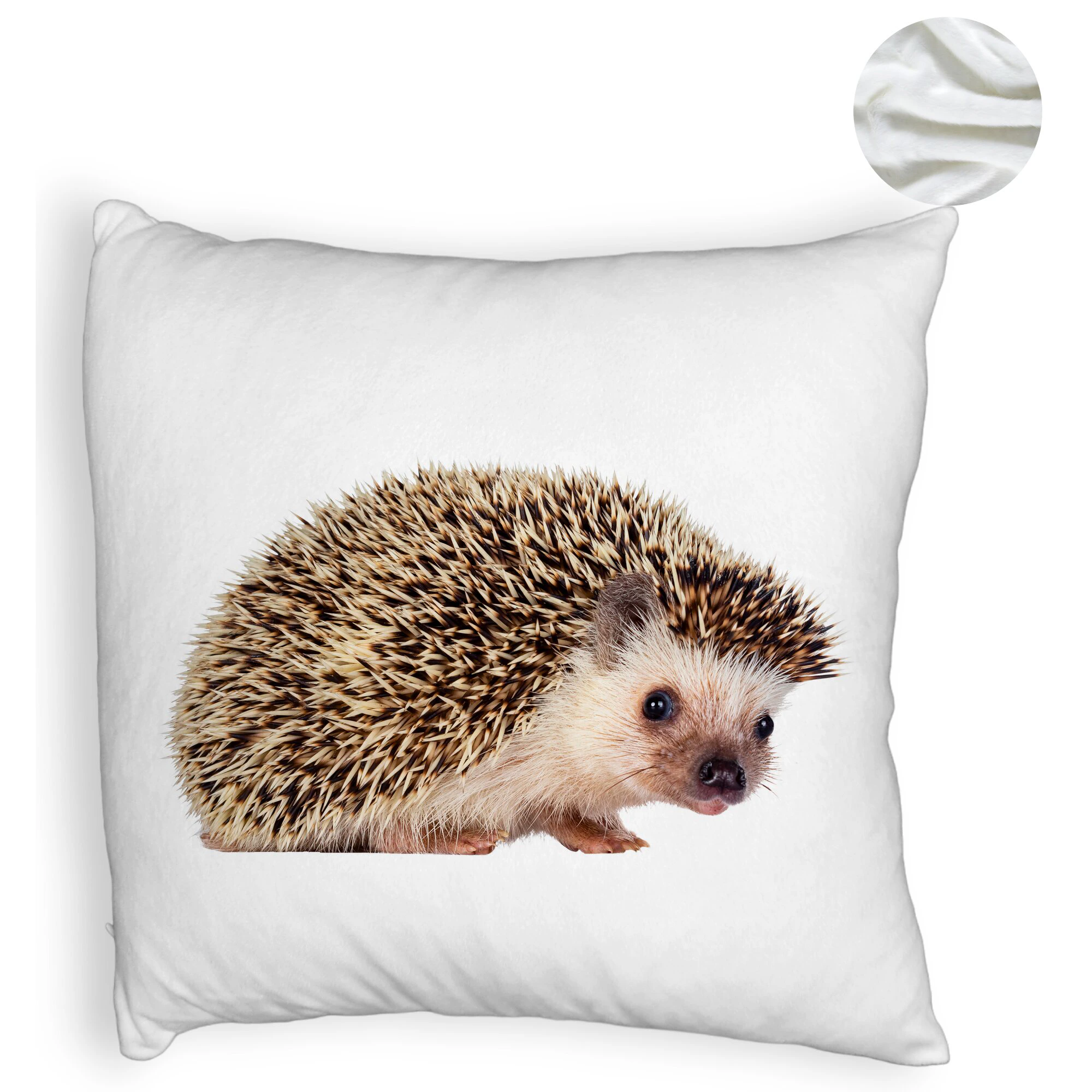 Perna Decorativa Fluffy, Model Arici, 40x40 cm, Alba, Husa Detasabila, Burduf 6 Model Arici