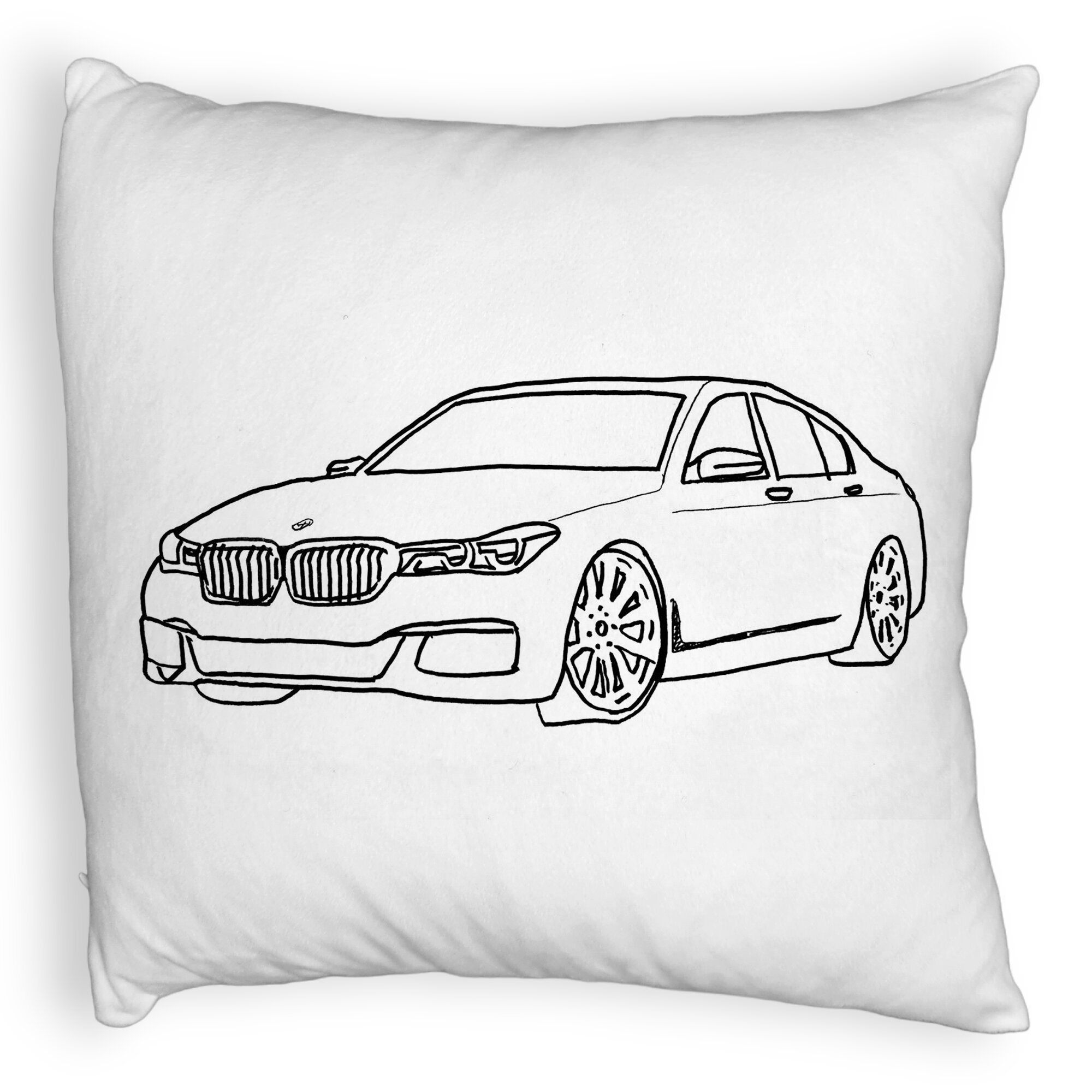 Perna Decorativa Fluffy, Model BMW Lover, 40x40 cm, Alba, Husa Detasabila, Burduf 5 Perna Decorativa Fluffy