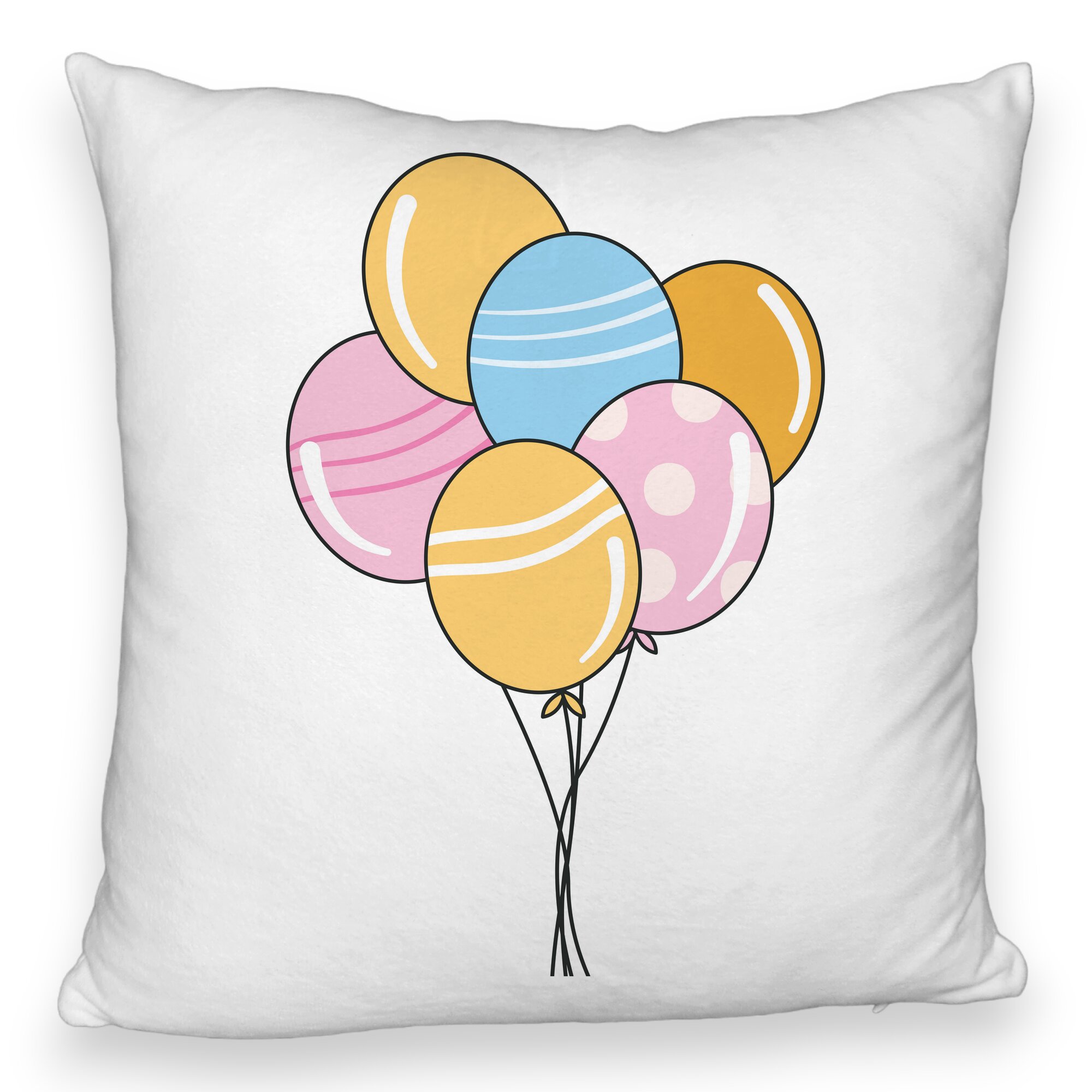 Perna Decorativa Fluffy, Model Baloane Multicolor, 40x40 cm, Alba, Husa Detasabila, Burduf 6 Model Baloane Multicolor