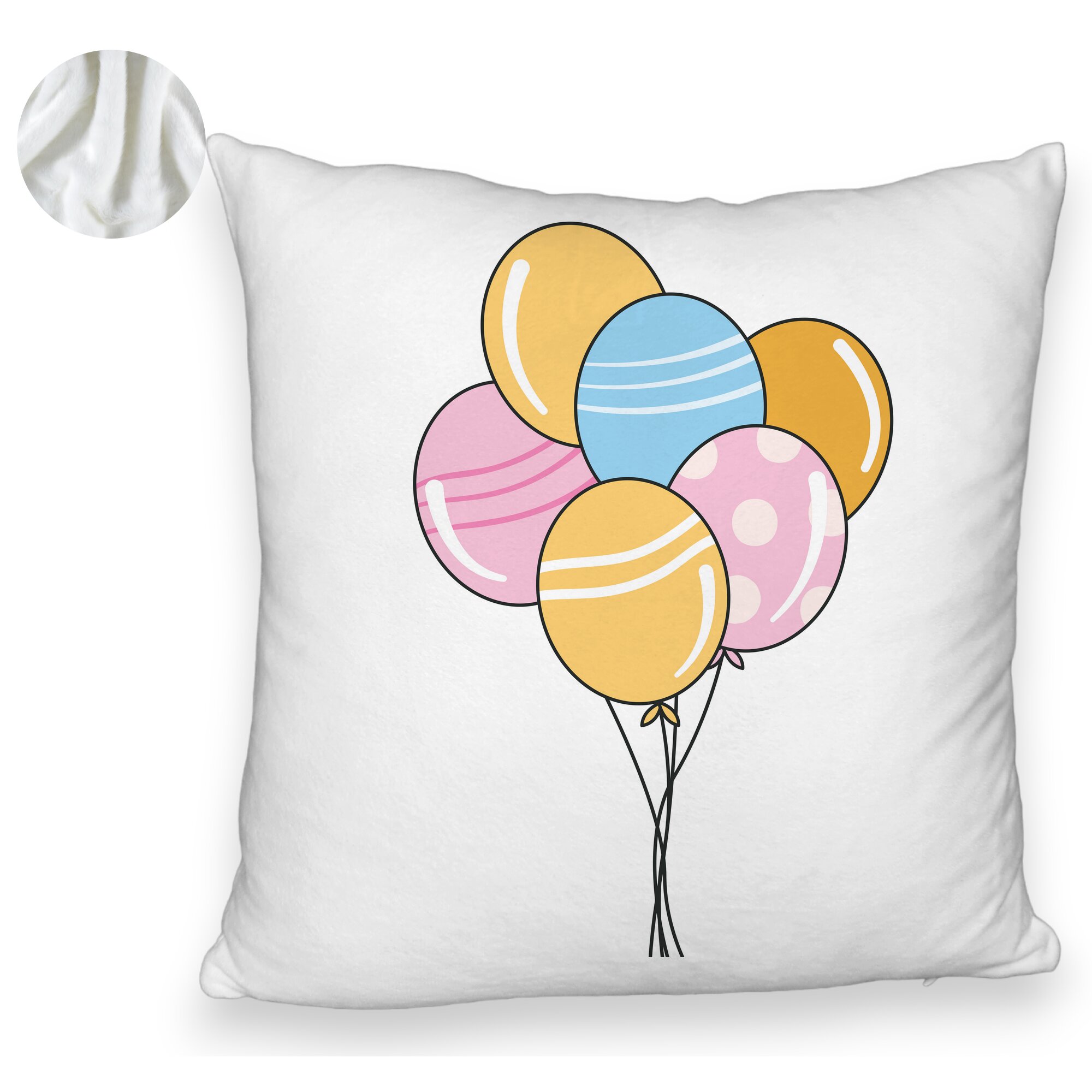 Perna Decorativa Fluffy, Model Baloane Multicolor, 40x40 cm, Alba, Husa Detasabila, Burduf 5 Perna Decorativa Fluffy