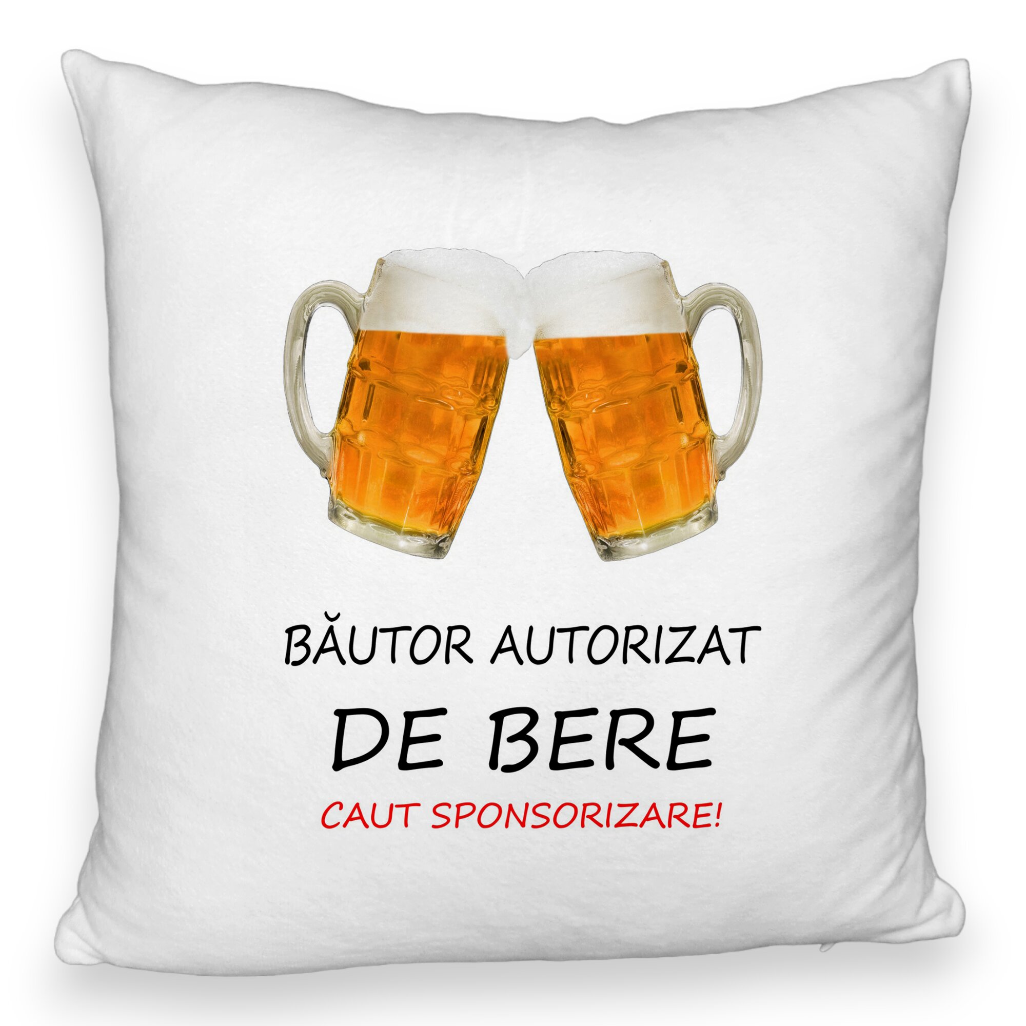 Perna Decorativa Fluffy, Model Bautor Autorizat de Bere, 40x40 cm, Alba, Husa Detasabila, Burduf 5 Perna Decorativa Fluffy