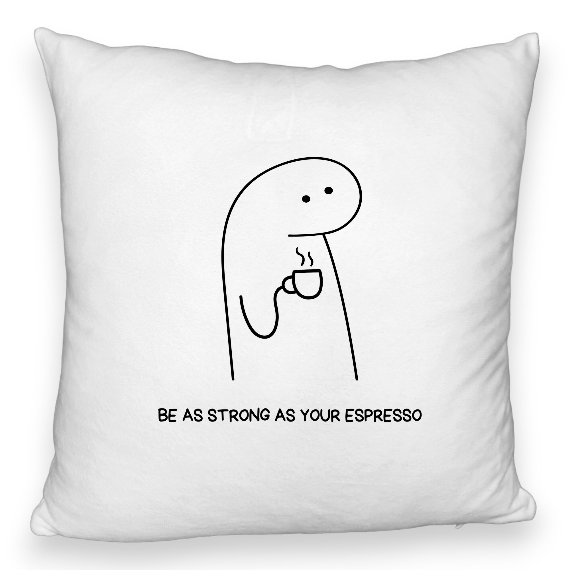 Perna Decorativa Fluffy, Model Be As Strong As Your Espresso, 40x40 cm, Alba, Husa Detasabila, Burduf 5 Perna Decorativa Fluffy