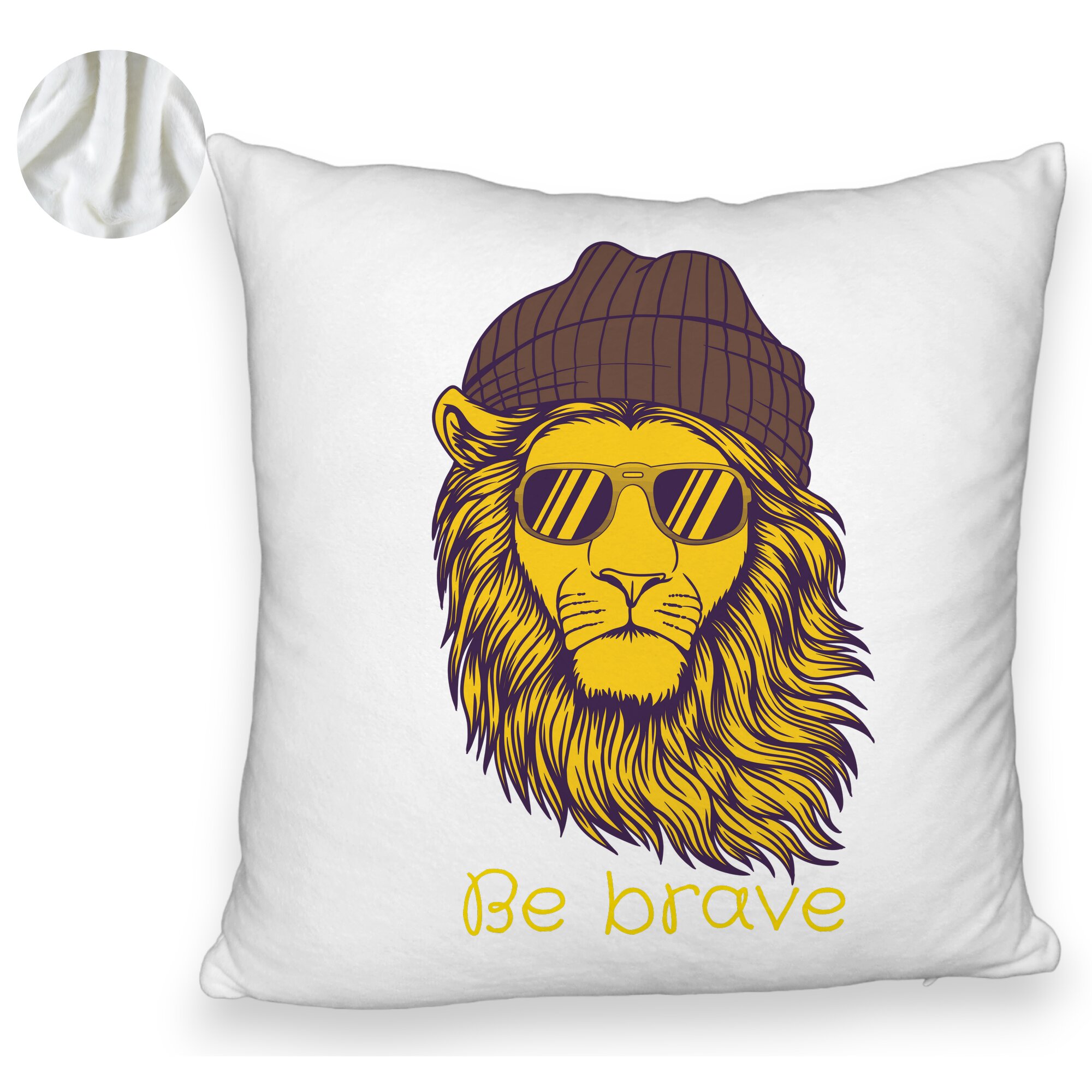 Perna Decorativa Fluffy, Model Be Brave, 40x40 cm, Alba, Husa Detasabila, Burduf 5 Perna Decorativa Fluffy
